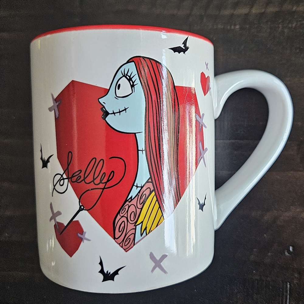 Sally The Nightmare Before Christmas Disney Mug‎ 14 Oz White And Red Hearts